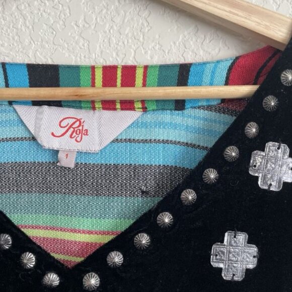 Roja Collection Poncho Womens 1 Serape Conchos and Studs Colorful Cape - Picture 4 of 7